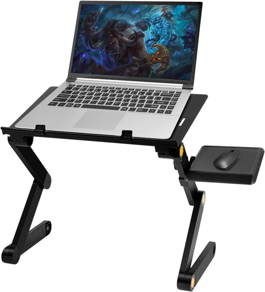 Adjustable Laptop Stand, Uten Laptop Desk for up to 17 Laptops, Portable Laptop Table Stand for with 1 Strengthened CPU Fans, Detachable Mouse Pad, Ergonomic Lap Desk, Office Stands(Black)